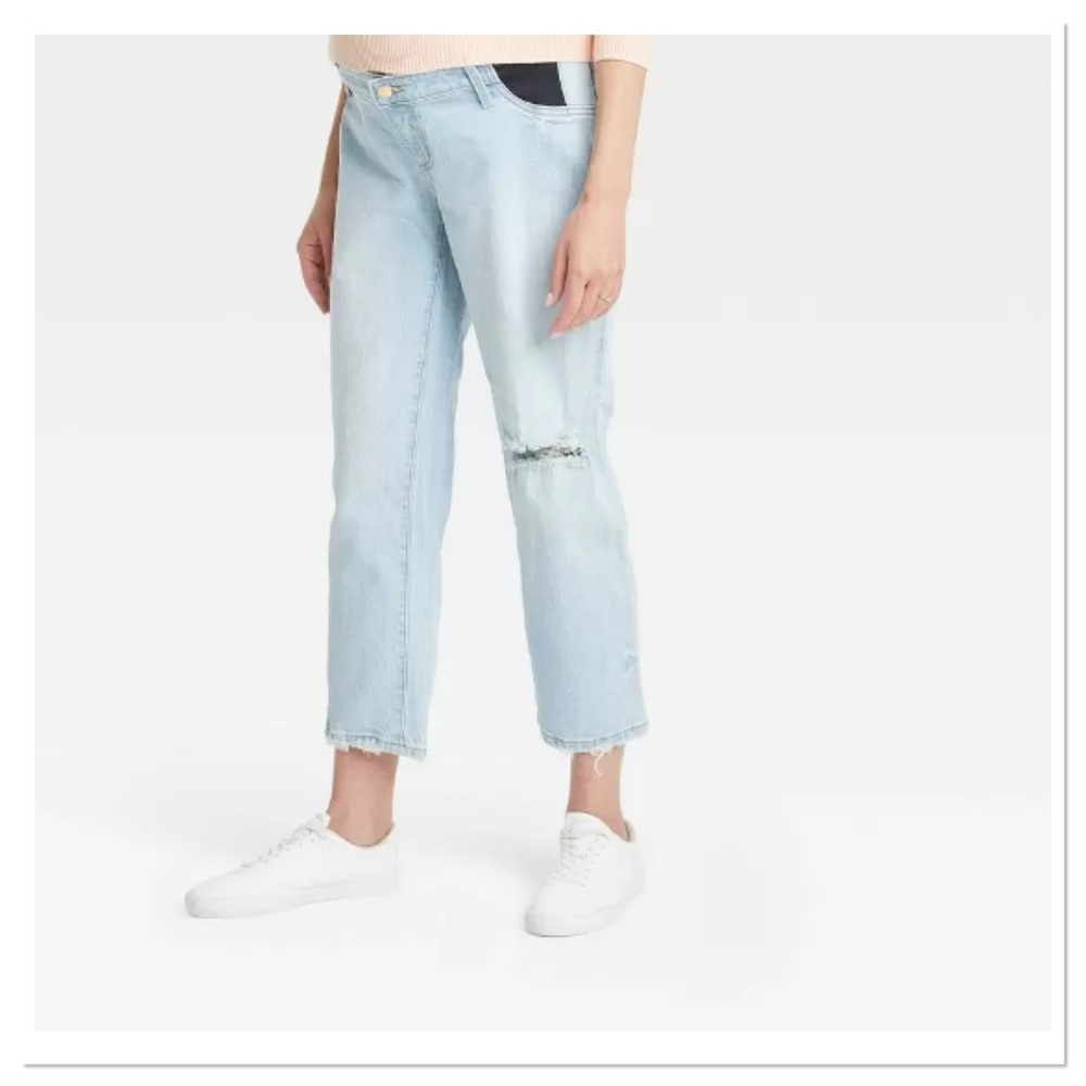 Under Belly Cropped Vintage Straight Maternity Jeans Ingrid & Isabel NWT
